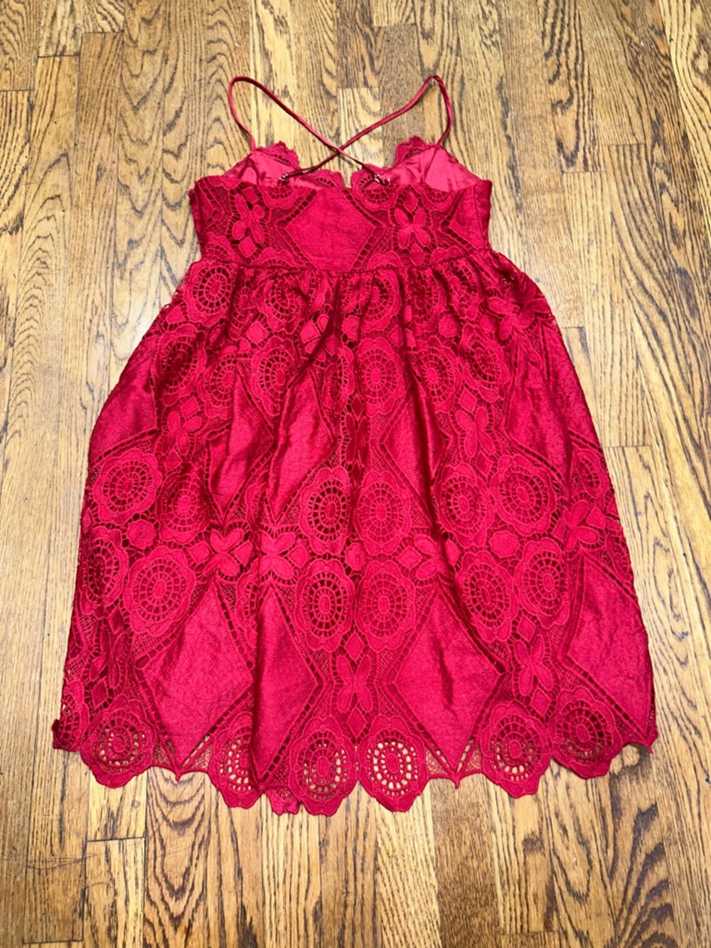 Maeve by Anthropologie Wine Lace Spaghetti-Strap Spring Wedding Guest Dress - Picture 7 of 9